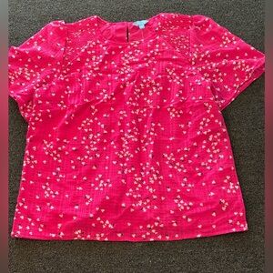 Draper James Hot Pink Floral Short Sleeve Blouse